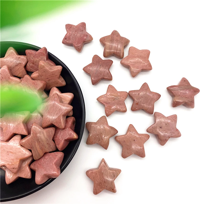 1/2PCS Natural Pink Petrified Wood Stone Star Shaped Stone Ornaments Healing Gemstone Home Decoration Lucky Stones DIY Gift