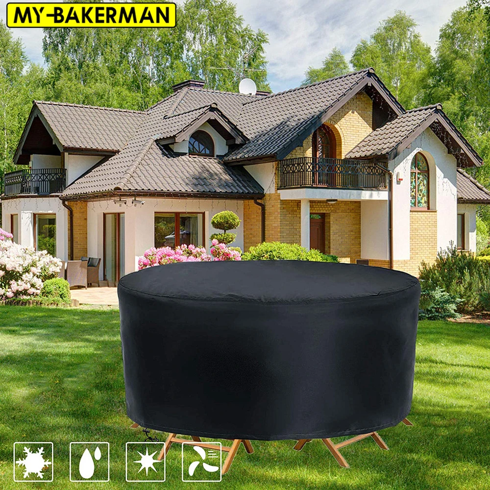 Round Table Outdoor Garden Furniture Rain Cover Waterproof Oxford Sofa Protection Garden Patio Rain Snow Chair Dust Proof Covers