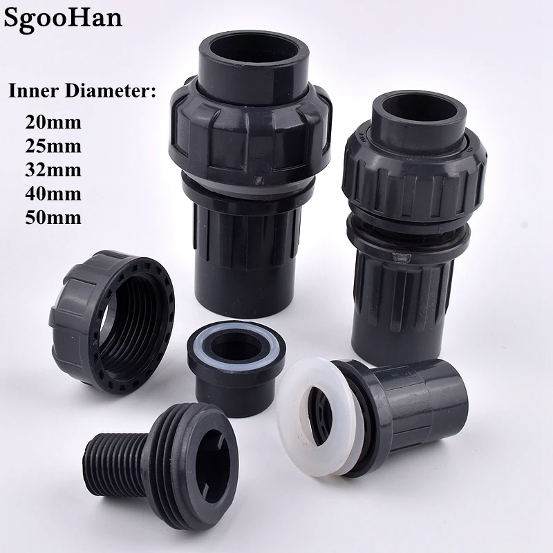 

1PC I.D 20~50mm UPVC Pipe Aquarium Water Tank Union Connector Home DIY Shrimp Nano Butt Fish Tank Joint Watering Pipe Fittings