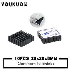 YOUNUON – dissipateur thermique en aluminium, radiateur de refroidissement, noir, 28mm x 28mm x 8mm, 10 pièces