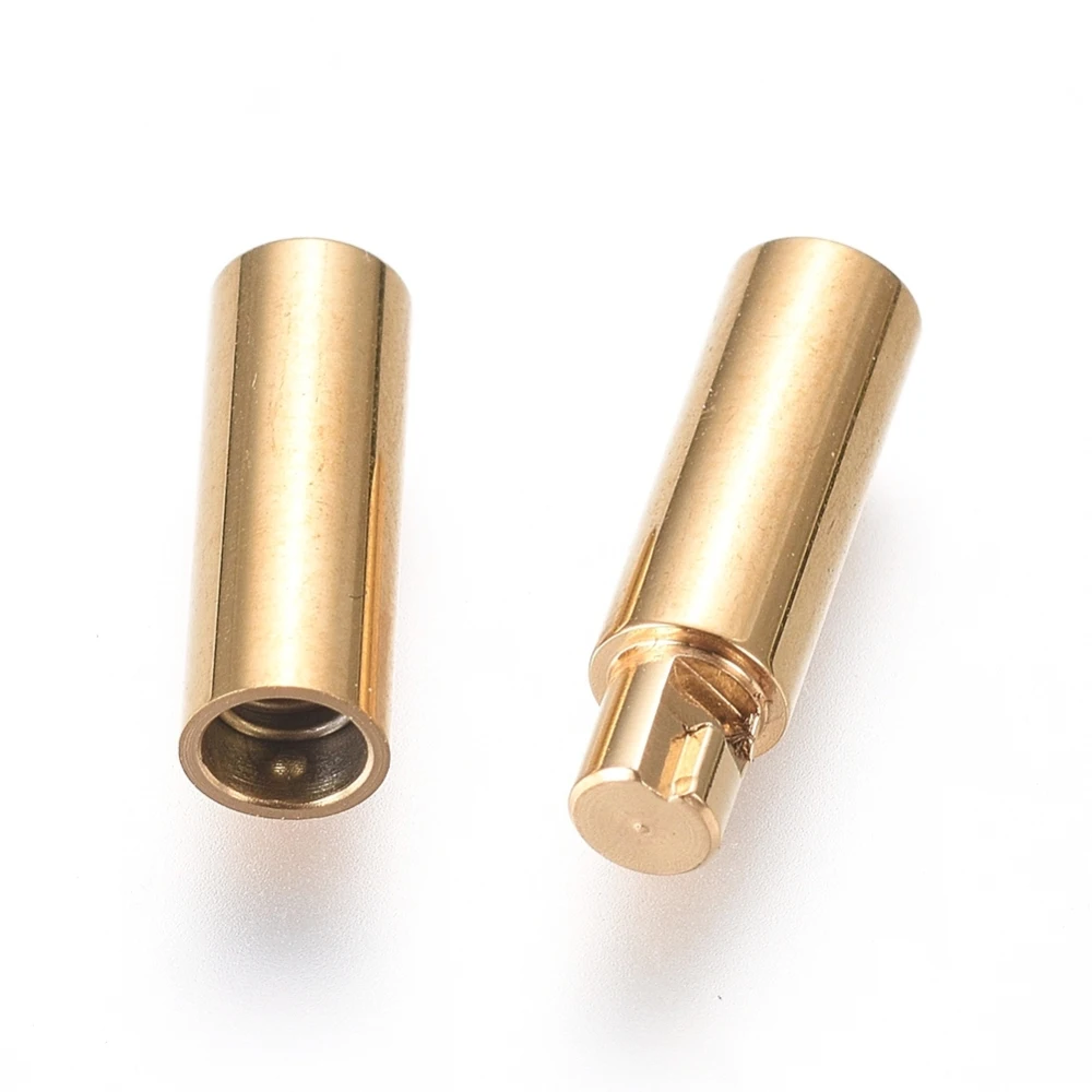 15Set 304 Stainless Steel Column Bayonet Clasps for jewelry making Connector Bracelet Necklace Accessories 20x2mm, Hole: 1mm