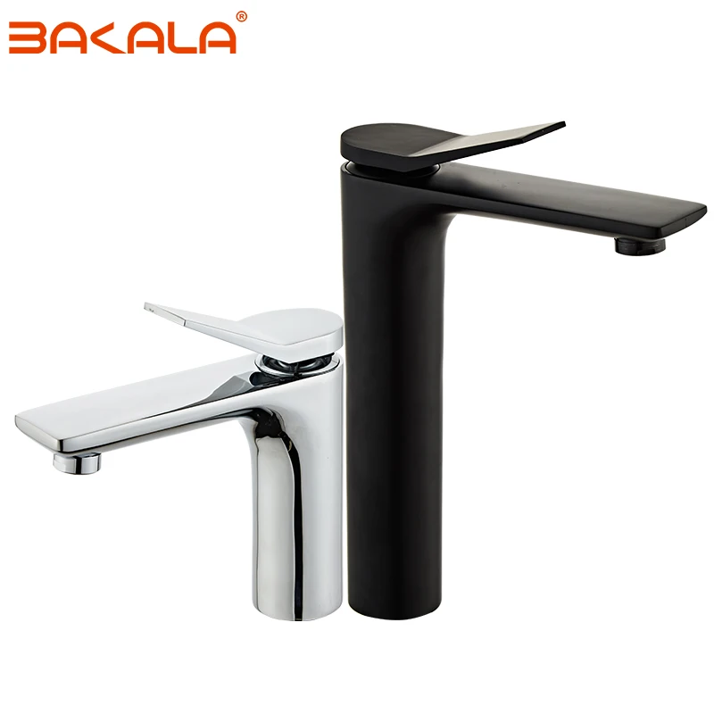 BAKALA Tall/Low Basin Sink Faucet Commercial Modern Bathroom Faucets Single Handle Chrome, Single Hole Washbasin Faucet