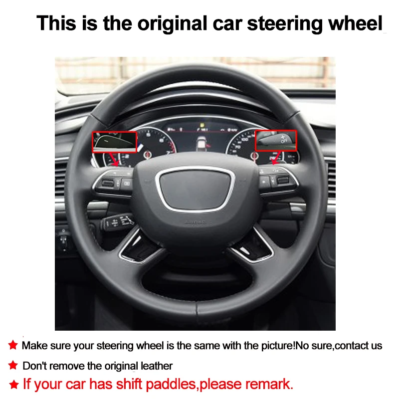 Hand Sewing Car Steering Wheel Cover Volant Funda Volante For Audi A3 8V Sportback A4 B8 Avant A6 C7 A8 D4 Q3 8U Q5 8R Q7 4L