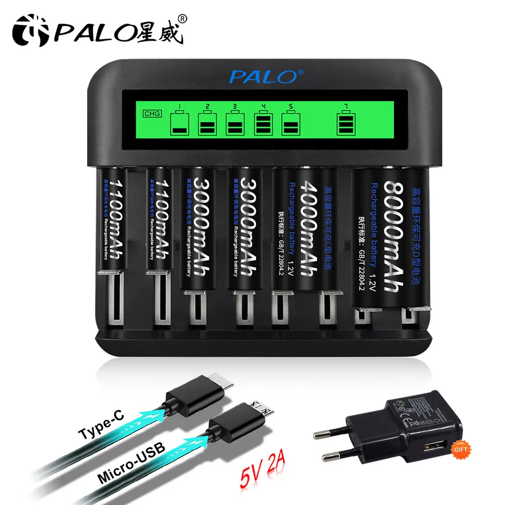 

8 Slots smart LCD Display 1.2V AA Battery Charger for AA AAA SC C D size battery 1.2V rechargeable battery Ni-MH Ni-CD batteries