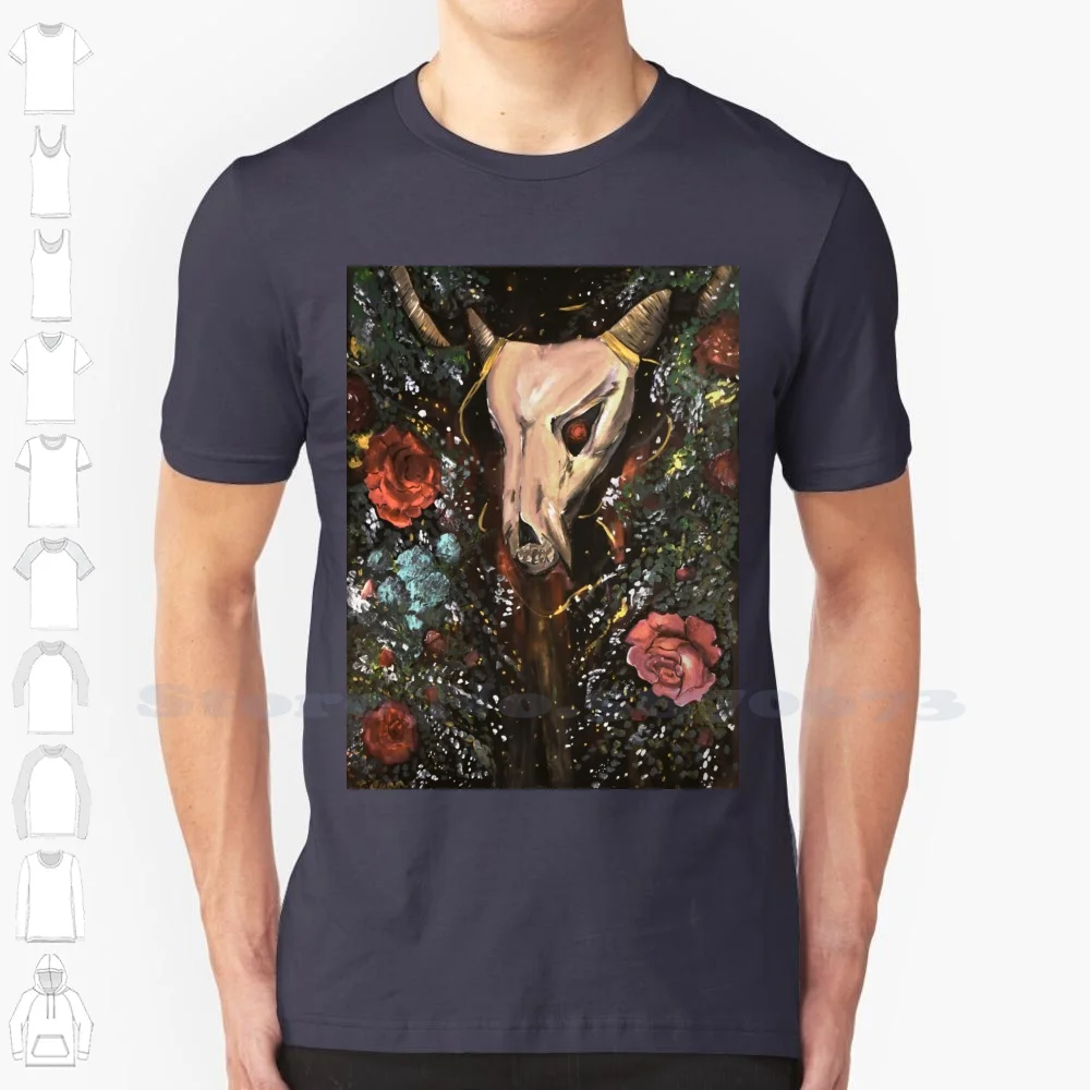 A Dance In The Garden 100% Cotton T-Shirt Bones Flowers Traditional Roses Peony Animal Skulls Monsters