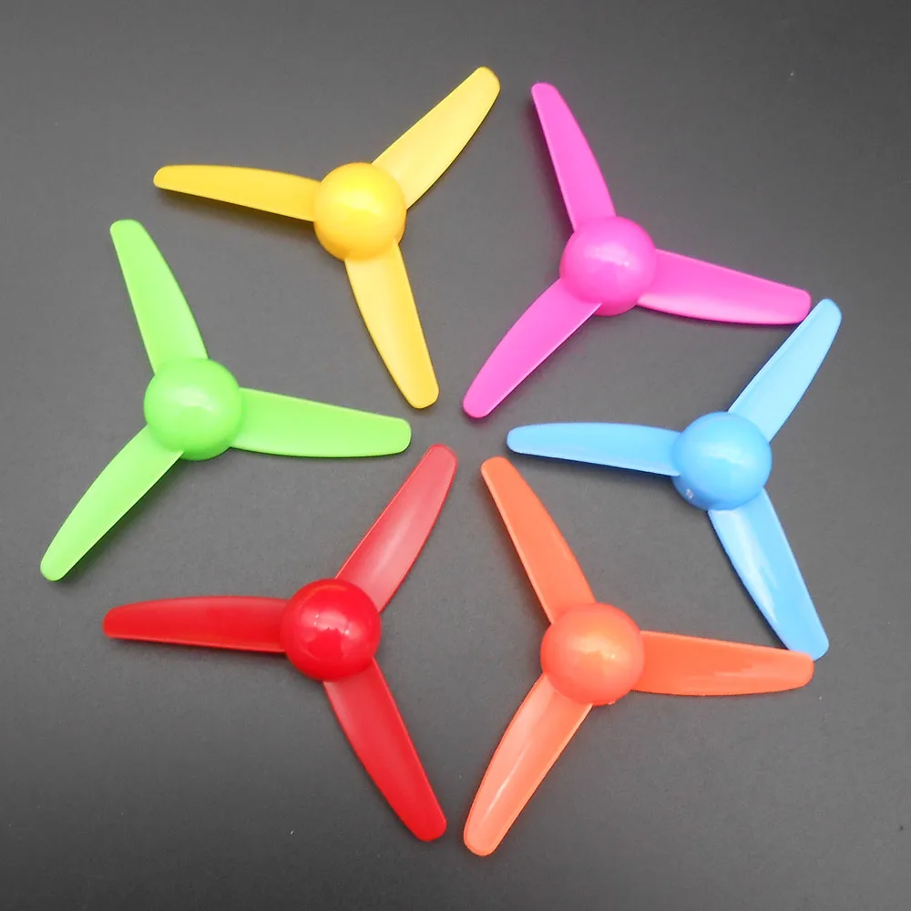 

200Pcs/Lot X Mixed Color 8CM 3-Blade Propeller Plastic 3 Leaves Aperture 2mm 1.95MM Dia 80mm Yellow Orange Green Blue Red Pink