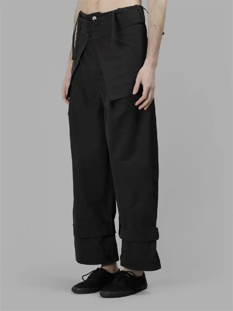Men's new casual plus-size fashion designer loose-fitting long and wide legs design simple singer clothing