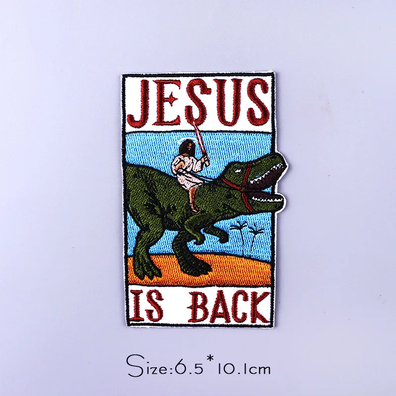 Funny Jesus Patch Dinosaur Embroidered Patches For Clothing DIY Iron on Patches For Clothes Broken Arm Venus Patch Stickers