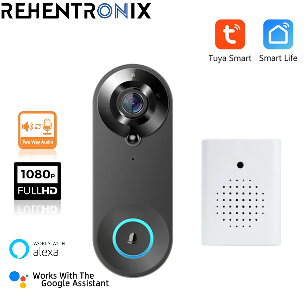 

Tuya WiFi Doorbell Smart Life 1080P FHD Wireless Outdoor Mini Door Bell IR Night Vision Security Home Support Alexa Google