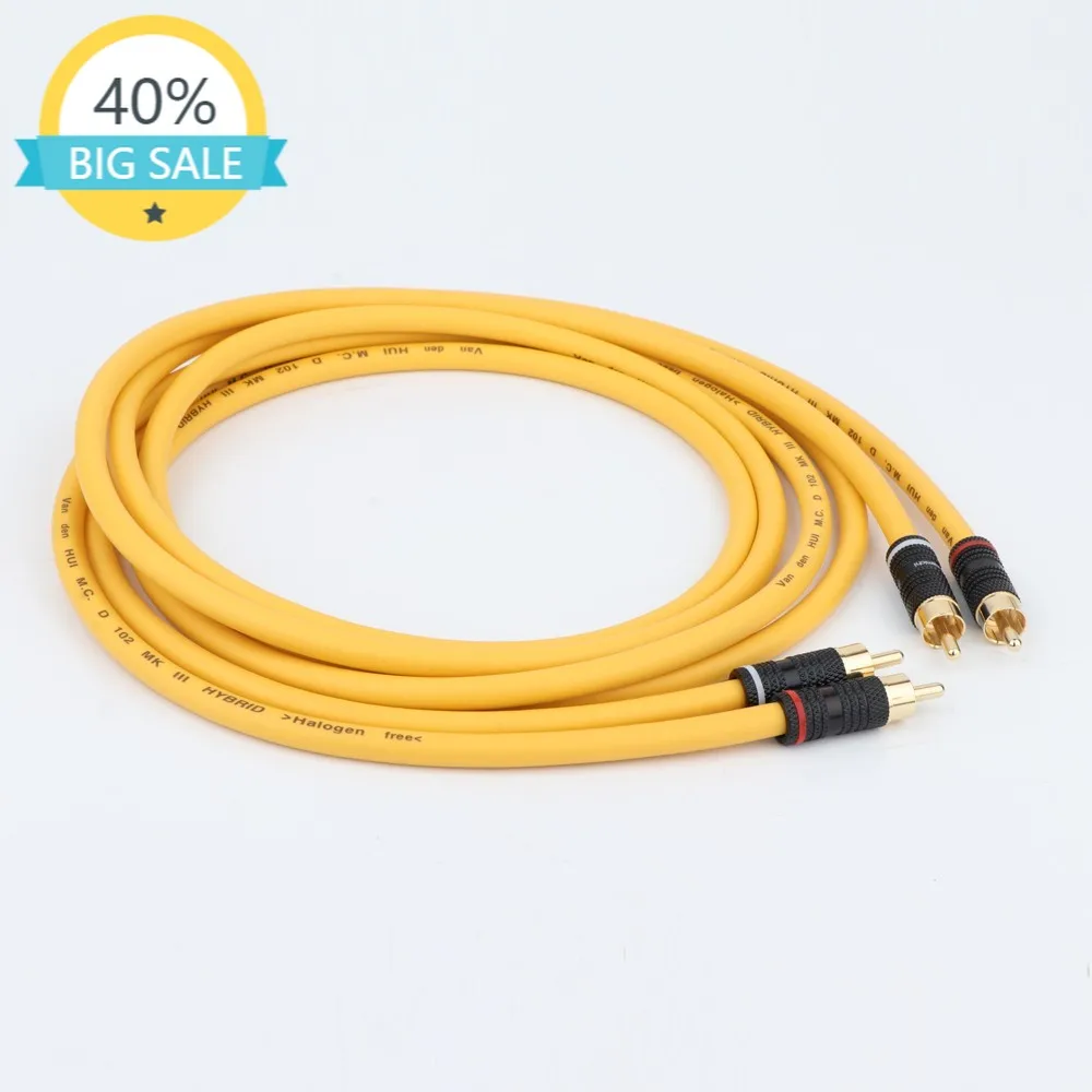 Pair Van Den Hul M.C D-102 MK III HYBRID (Halogen F) hifi Audio Cable with Gold plated RCA jack RCA to RCA VDH extension cable