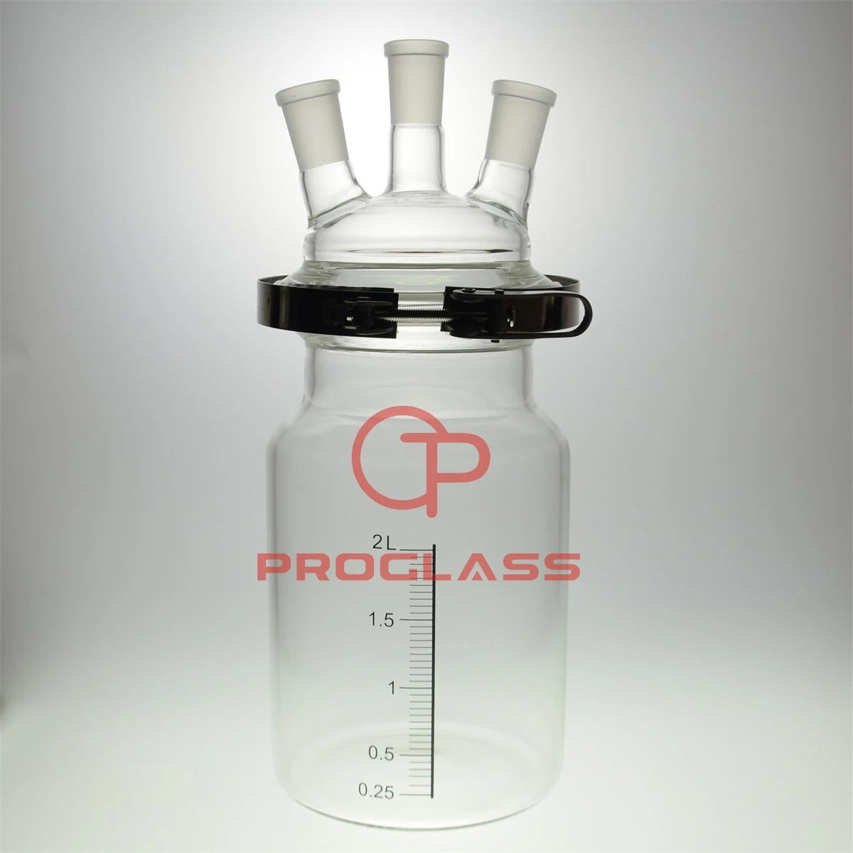 2000mL 24/​40 3-Neck,​Glass Cylinder Reactor,2 Litre Flat Bottom Reaction Flask