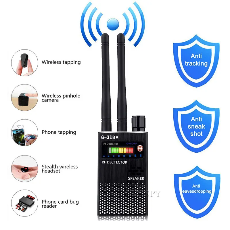 Dual Antenna RF Signal Detector For Hidden Camera Eavesdropping Wireless Audio Bug GPS GSM Device Finder Anti-Spy Scanner