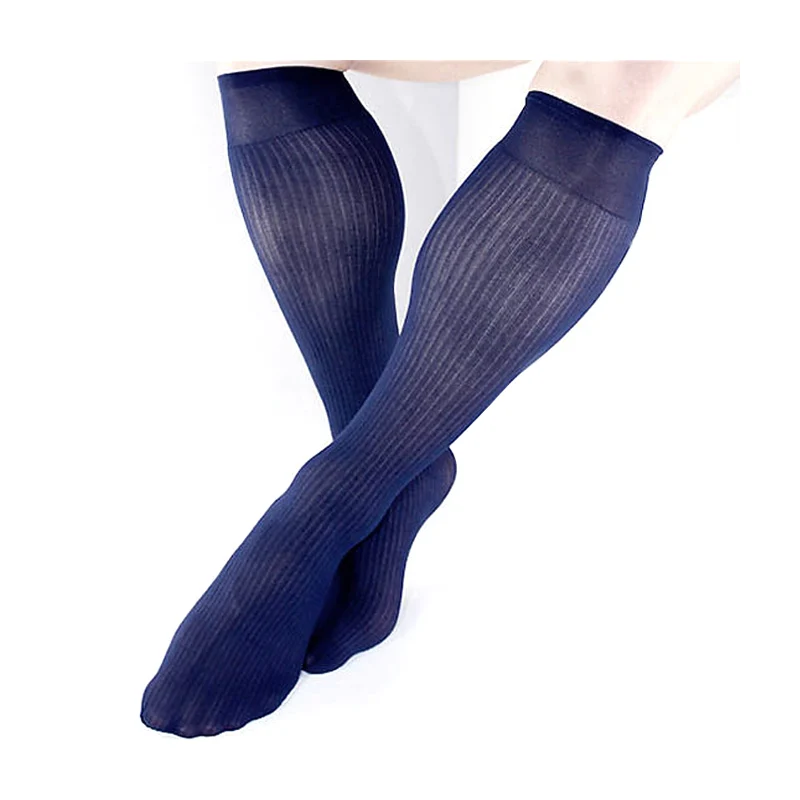 PEAJOA Brand Softy Sheer Nylon Silk Socks For Mens Striped Gay Male Sexy Formal Socks For Leather Shoes Hose Dress Suits Socks