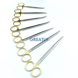 Stainless Steel Gold Handle Blunt Scissors Veterinary Ophthalmic Instrument