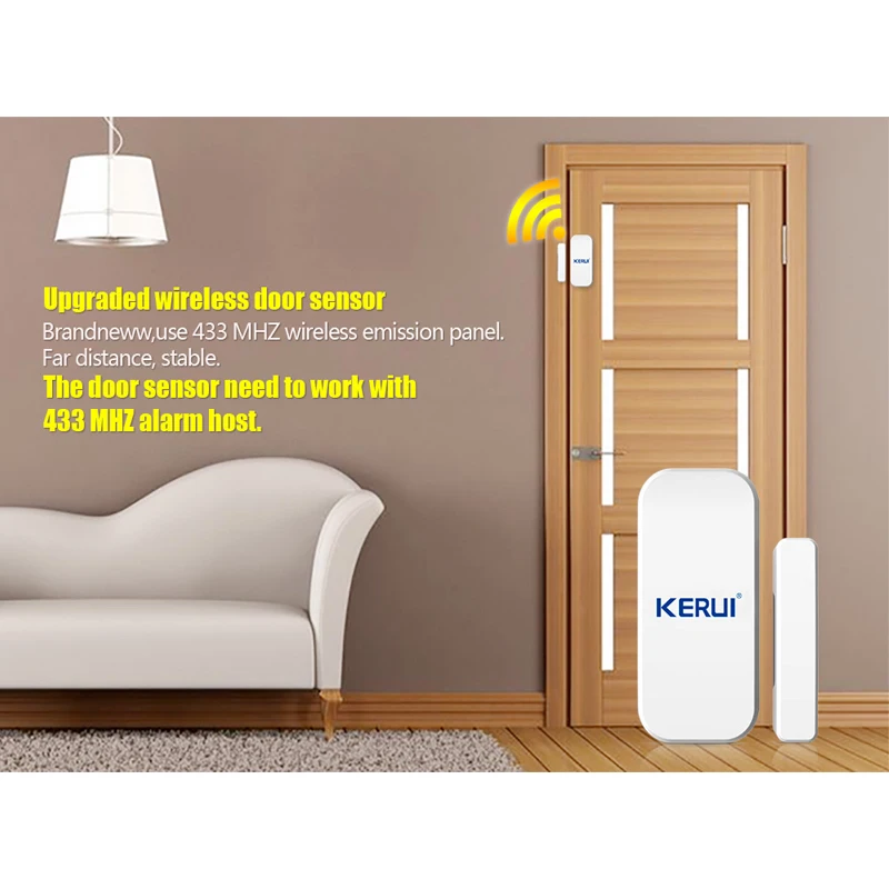 KERUI-Sensor inalámbrico inteligente para puerta y ventana, Detector de entrada con imán, contacto, 433 Mhz, color blanco