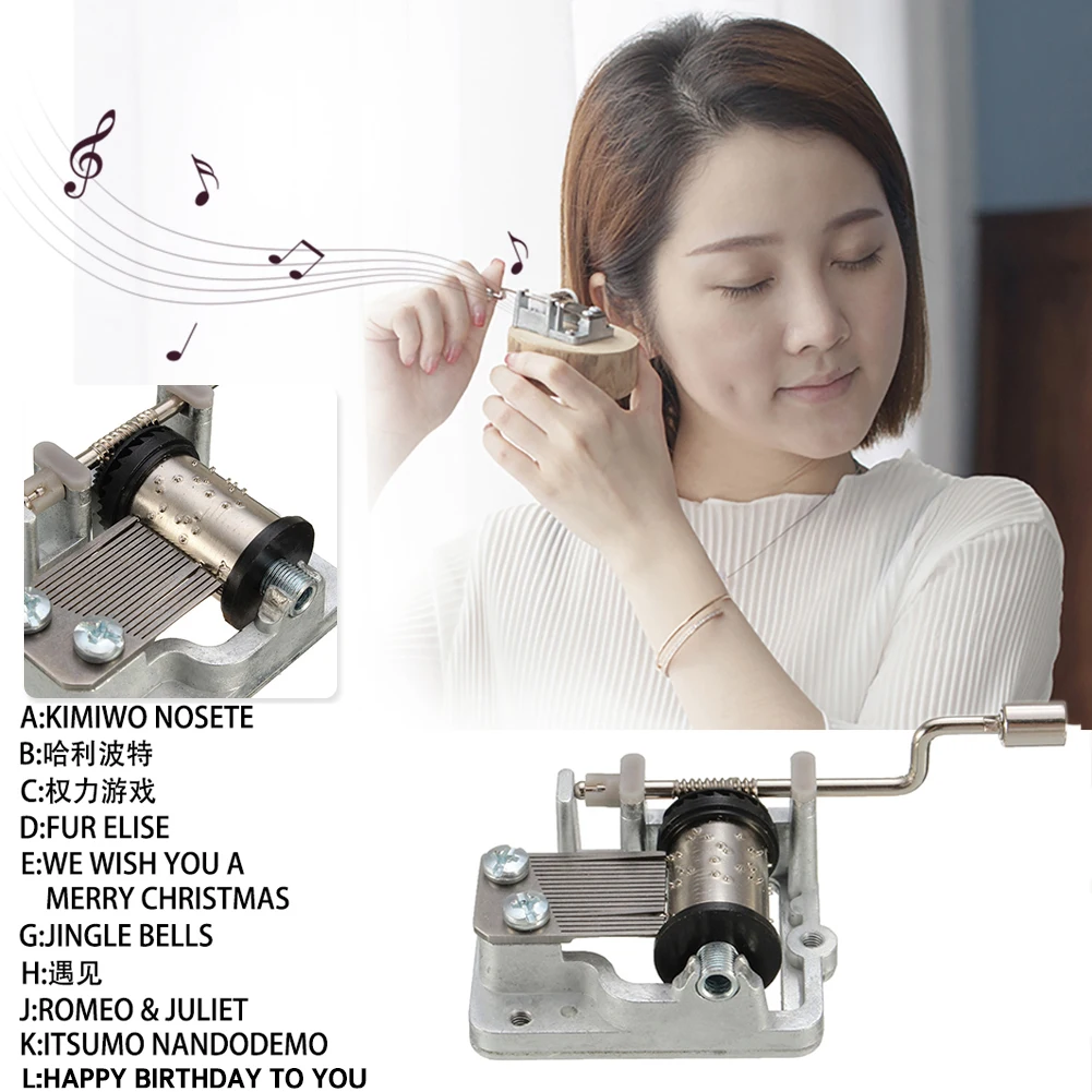 Mini Music Box Hand Cranking Music Movement Transparent DIY Music Box for Christmas Gift Festival Christmas A Variety Of Music