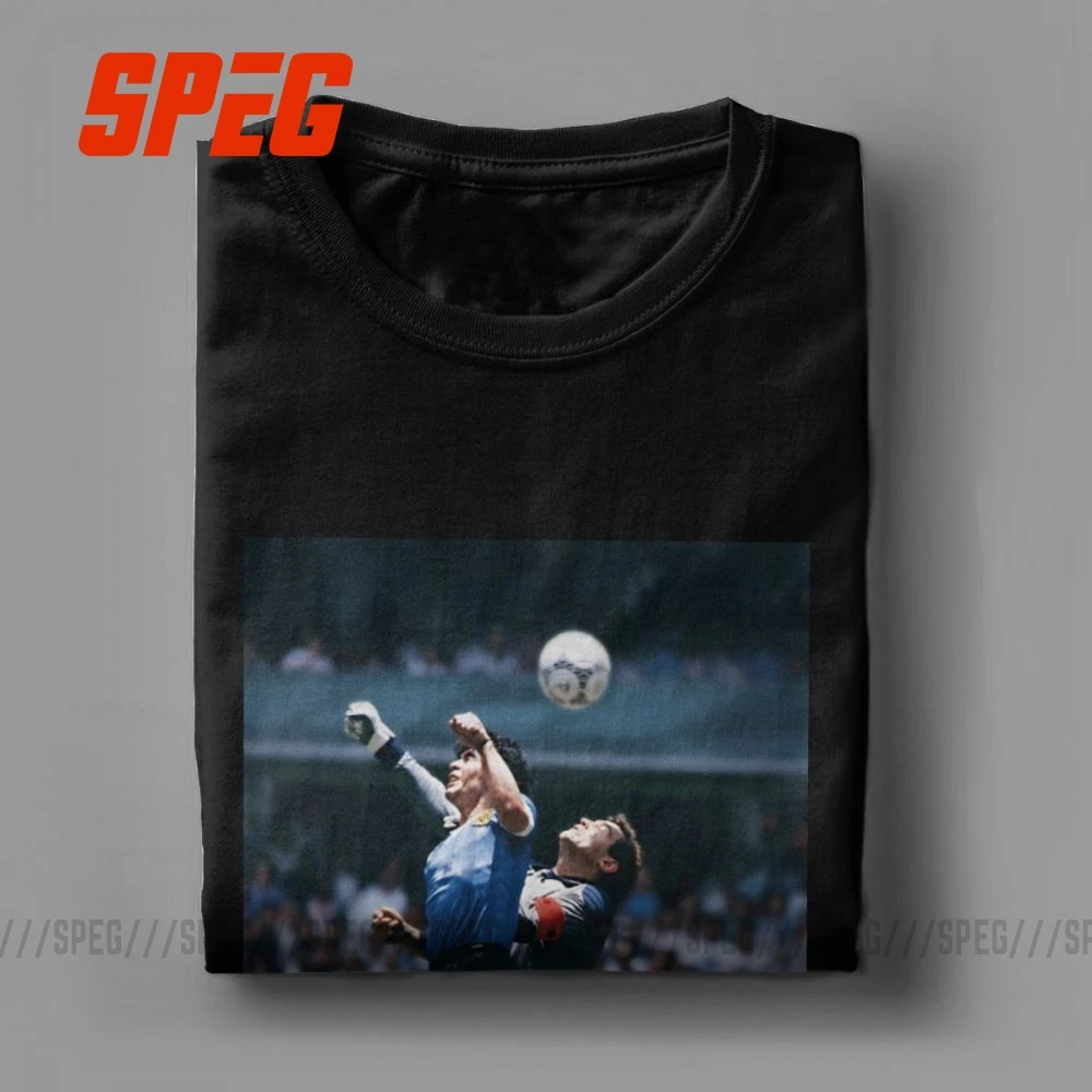 Maradona 86 The Hand Of God T-Shirts for Men Unique 100% Cotton Tee Shirt O Neck Short Sleeve T Shirts Summer Clothes