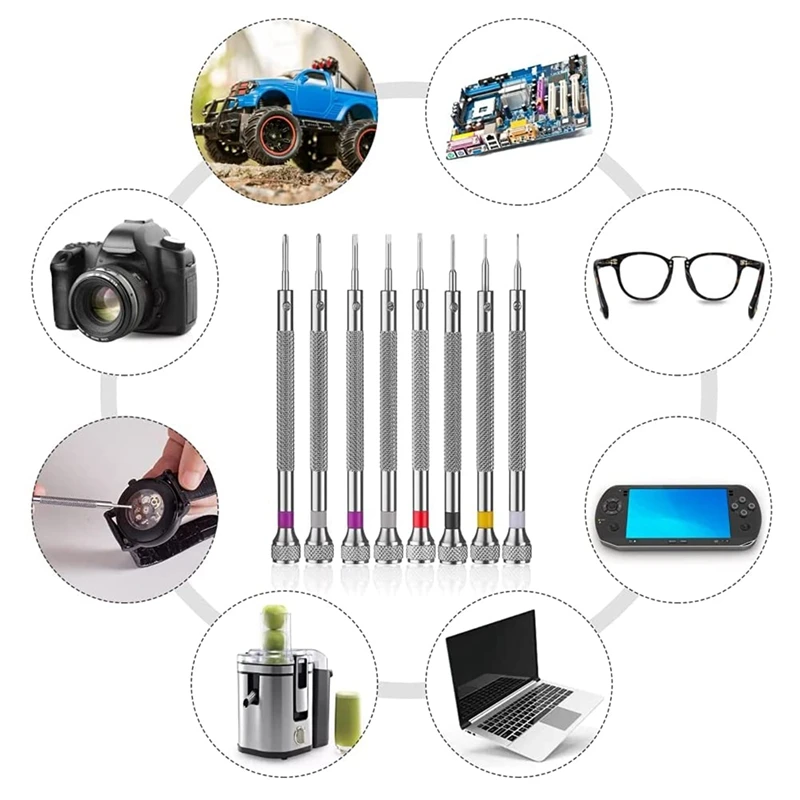 8PCS Professional Screwdriver Set Mini Precision Screwdriver Kit 0.6-1.6mm for Watch Eyeglasses Electronics Repair