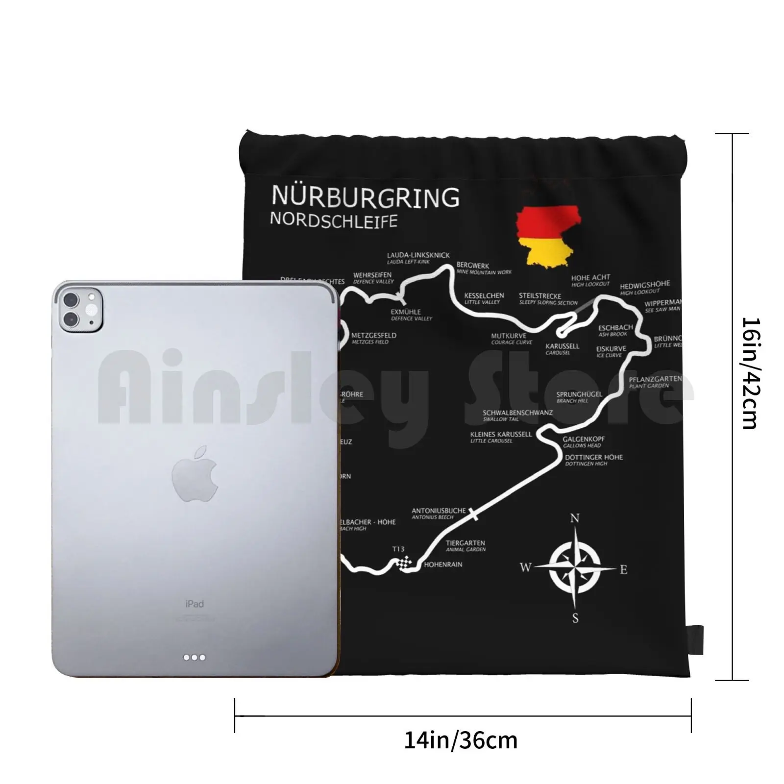 The Nurburgring-Nordschleife Backpack Drawstring Bags Gym Bag Waterproof Nurburgring Grand Prix Grand Prix Circuit