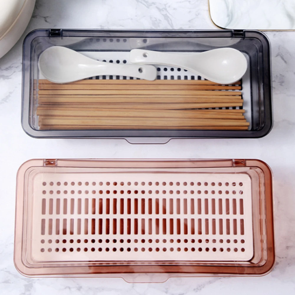 

Flat cutlery tray kitchen drawer storage box with lid and drainer Plastic kitchen cutlery tray and cutlery storage box