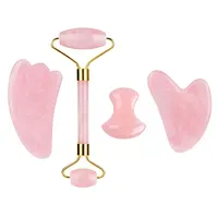 Set de Rodillo de Cuarzo Rosa y Gua Sha