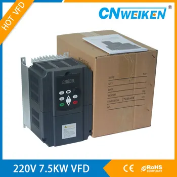 0.75KW-7.5KW VFD dönüştürmek 220v tek fazlı giriş 220v/380V üç fazlı çıkış VFD değişken frekanslı mekanizma invertör