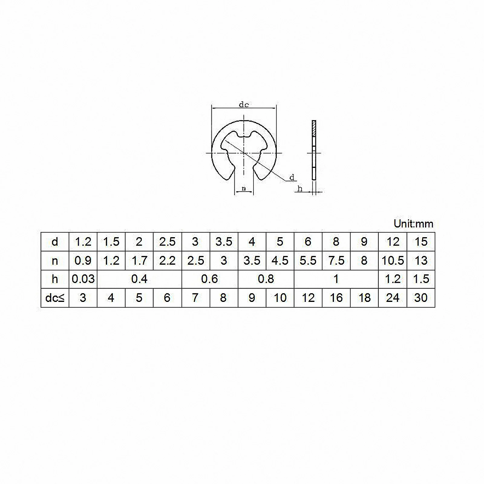 10-100 pz M1.5 a M15 acciaio inossidabile 304 acciaio inossidabile E Clip anello di sicurezza rondella anello di sicurezza per fissaggio albero GB896
