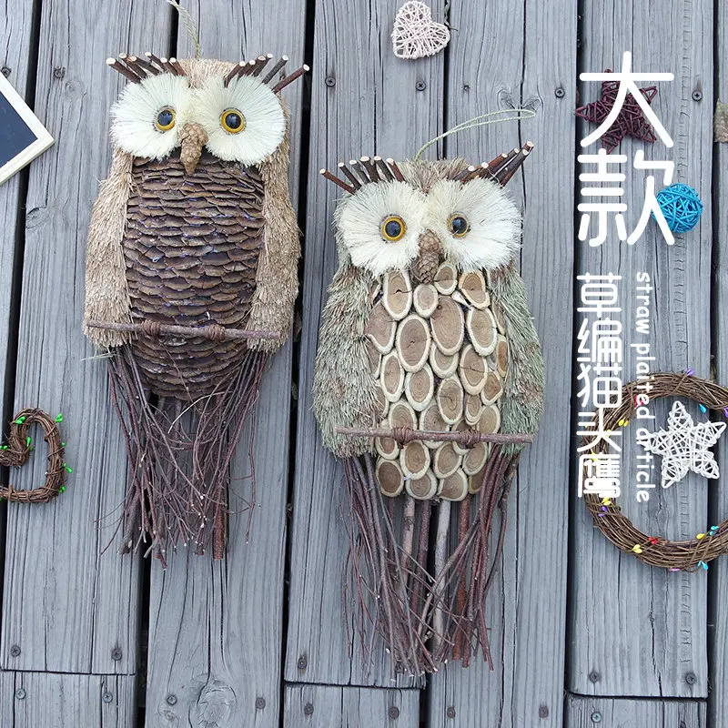 

Straw owl garden forest Decoration pendant straw imitation animal handicrafts home interior decoration