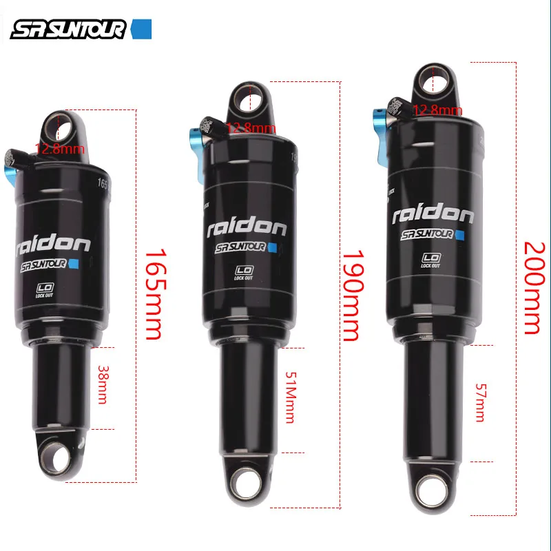 SR SUNTOUR RAIDON Mountain Bike Air Rear Shock 165/190/200mm Accessories Downhill Suspension XC Soft Tail Lock Bicycle Parts