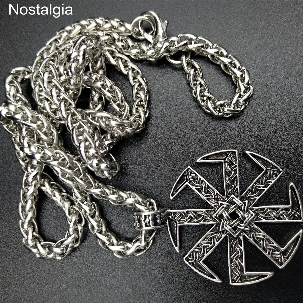 Retro Slavic Kolovrat Pagan Cres charms Jewelry Wheel Amulets and Mascot Pendant Slavic Necklace