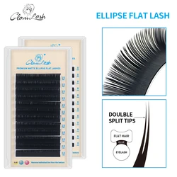 GLAMLASH Matte Flat Eyelash Extensions Wholesale Individual Mink Softer Lashes Supplies Ellipse Lash Split Tips Volume Make Up