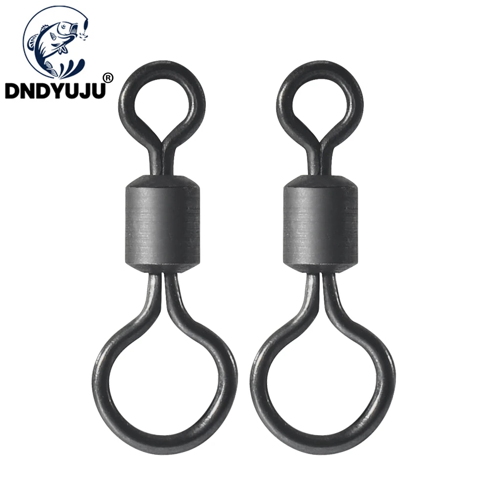 DNDYUJU 50pcs Carp Fishing Swivel Big Eye Rolling Swivels Matt Black Carp Quick Change Connector Fishing Hooks Lure Accessories