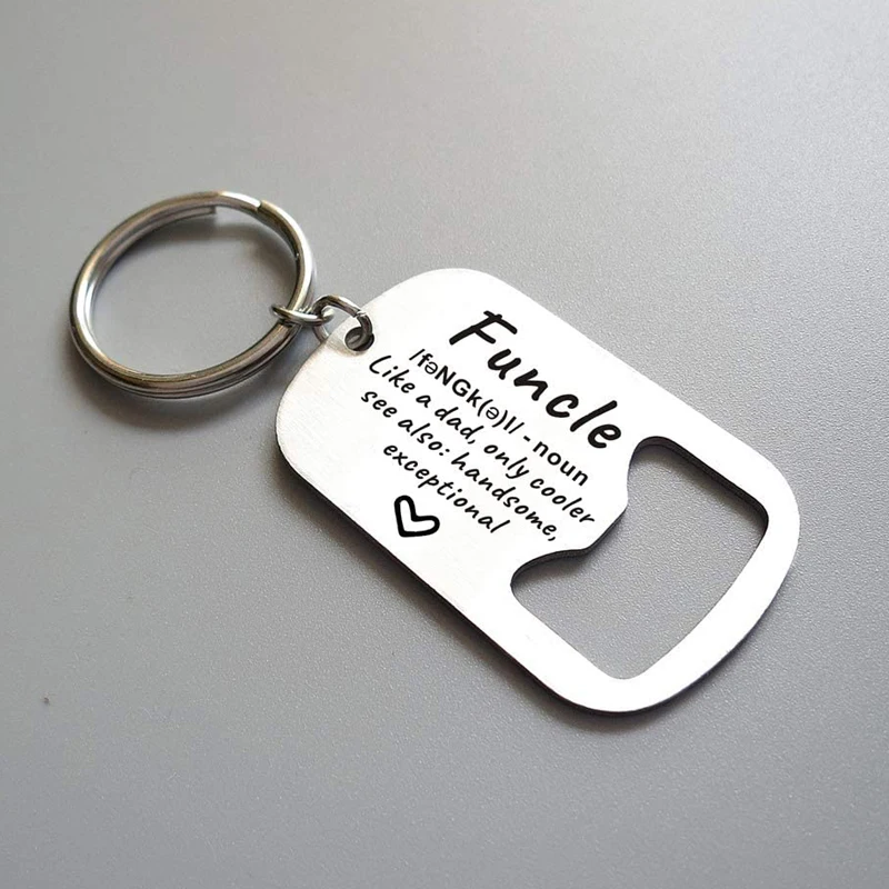 Uncle Keyring Gift Funcle Like A Dad Only Cooler Bottle Opener Key Chain Birthday Day Fathers Day Family Gifts for Uncle