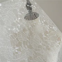 1meter hard French lace wedding dress fabric fabric super fairy and beautiful leaf applique headwear