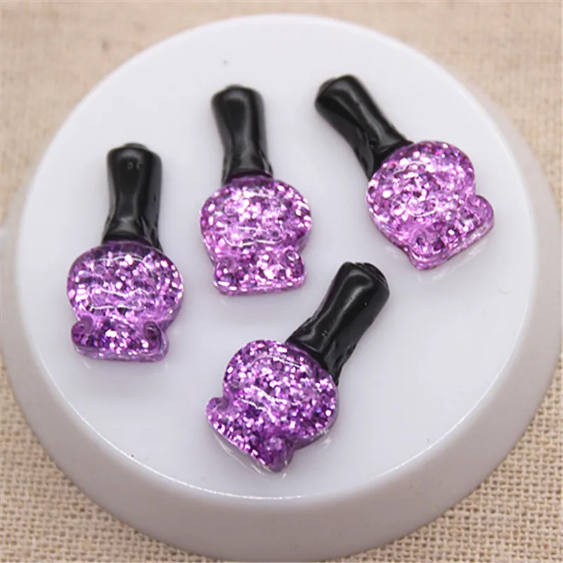 20pcs Kawaii Glitter Resin Nail Polish Bottle Flatback Miniature Art Supply Decoration Charm Craft DIY,11*23mm