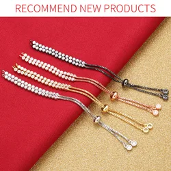 ZHUKOU 2.5x240mm Sparkling Brass Cubic zirconia Crystal Bracelet for Women Charm Bracelet Bangles for Lady Handmade Jewelry VL23