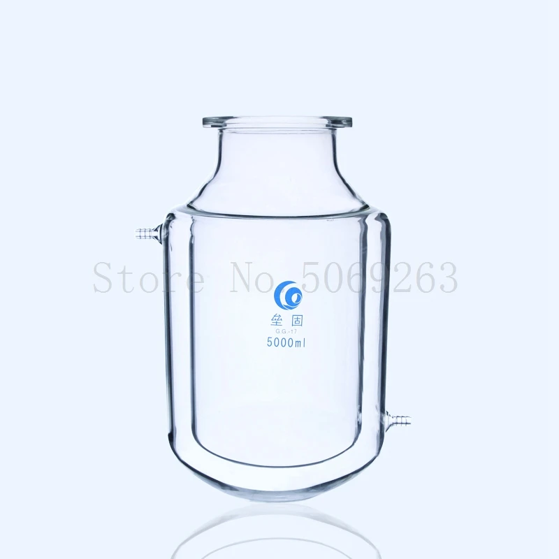 Reator Jacketed Reaction Bottle, Double-Layer Laboratório Reaction Flask, três ou 4 boca aberta