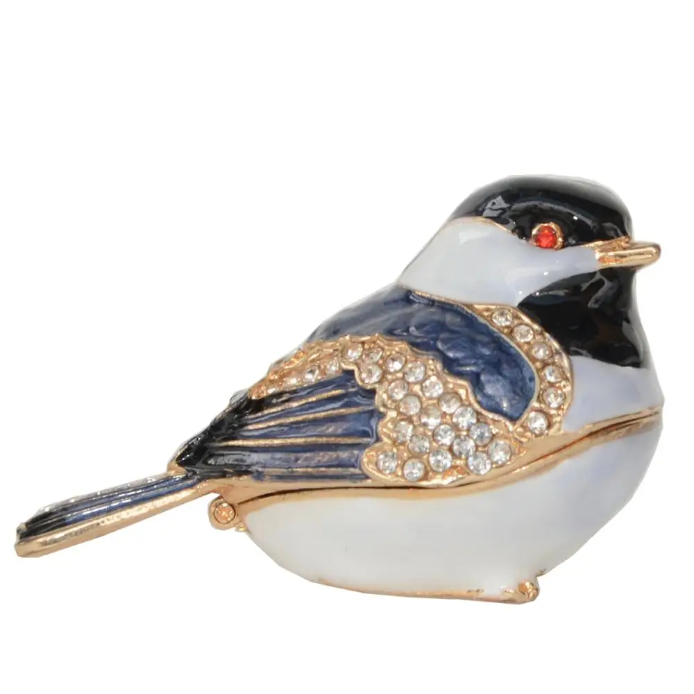 Chickadee Bird Jewelry Trinket Box, Metal Figurine, Home Decor, Ring Holder, Birthday Present