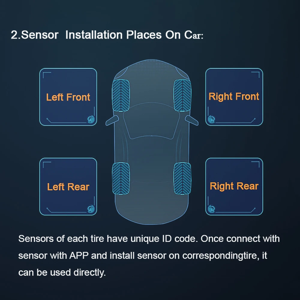 Bluetooth 4.0 5.0 Tire Pressure Sensors Android iOS BLE Car TPMS Alarm Tester Universal Vehicles Tire Pressure Monitoring System