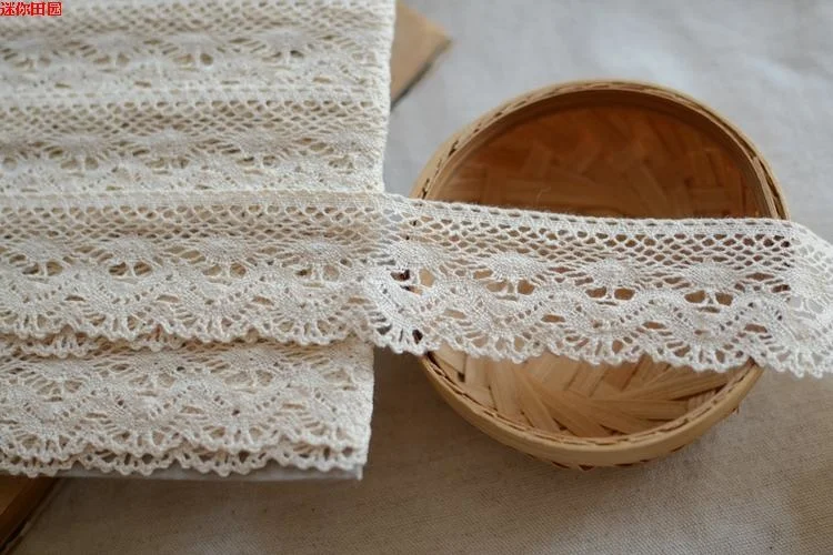 4CM Wide Beige Cotton Hollow Embroidery Fringe Ribbon Lace Collar Trim DIY Apparel Curtains Sofa Cloth Crafts Sewing Accessories