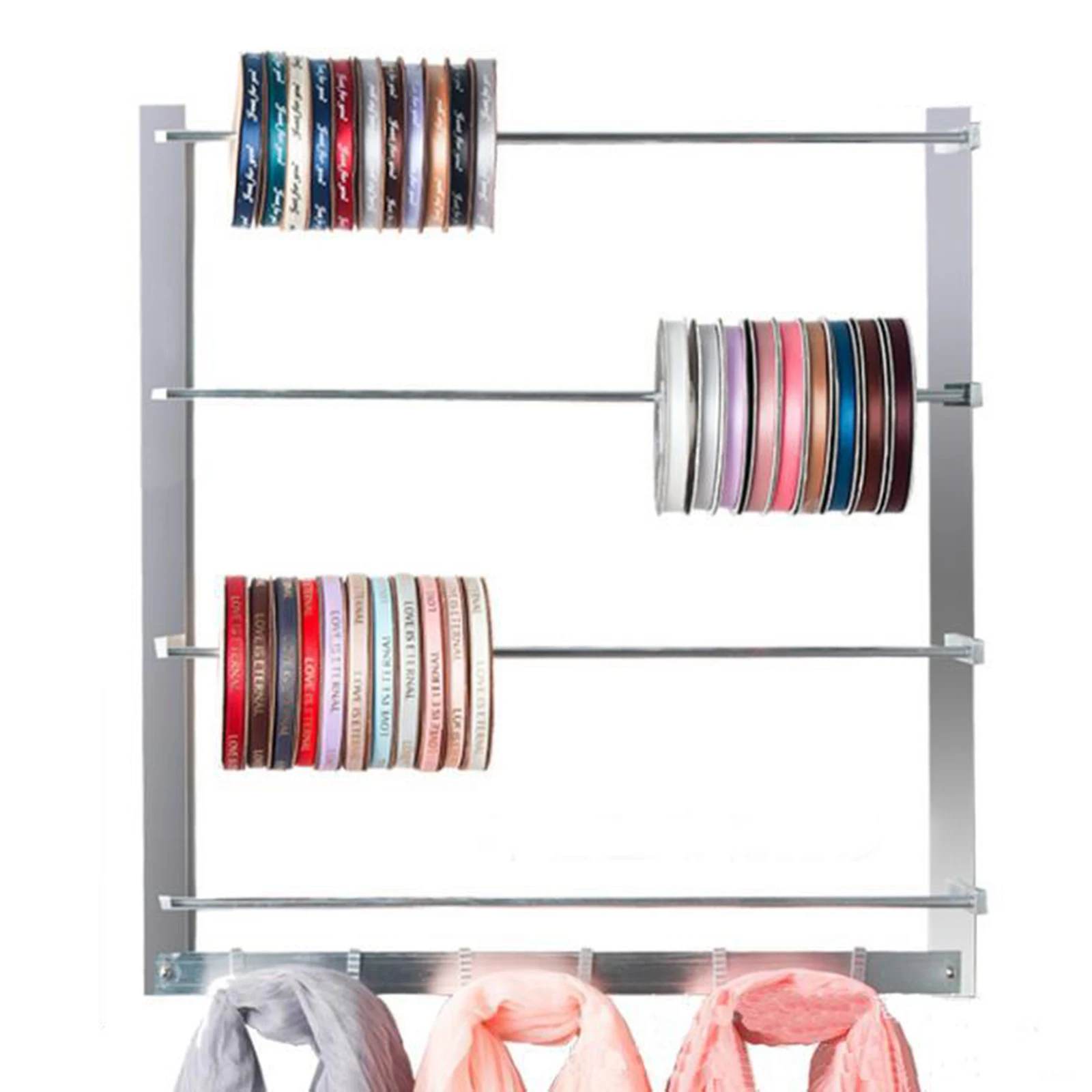 Wall Mount Ribbon Organizer Storage Display Wire Spool Rack Key Holder Sundries Embroidery Sewing Thread Holder Tabletop Spool