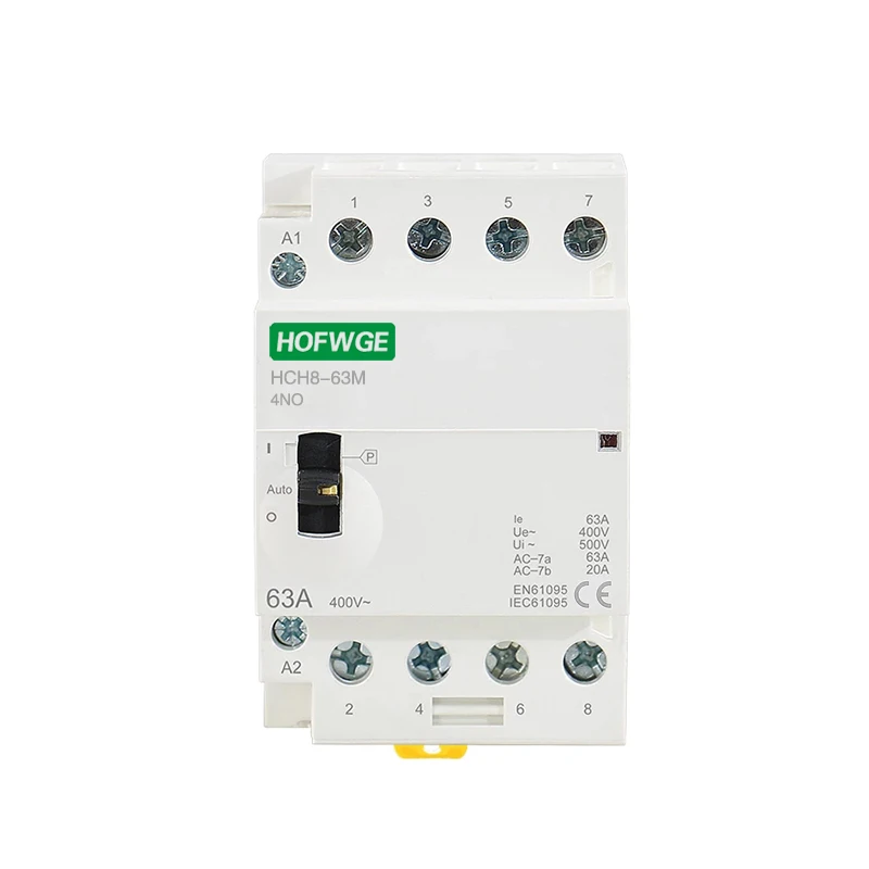 HCH8-63M 4P 40A 24V 110V 220V Din Rail Huishoudelijke Ac Modulaire Schakelaar Met Handmatige Schakelaar 4NO 2NO2NC Of 4NC