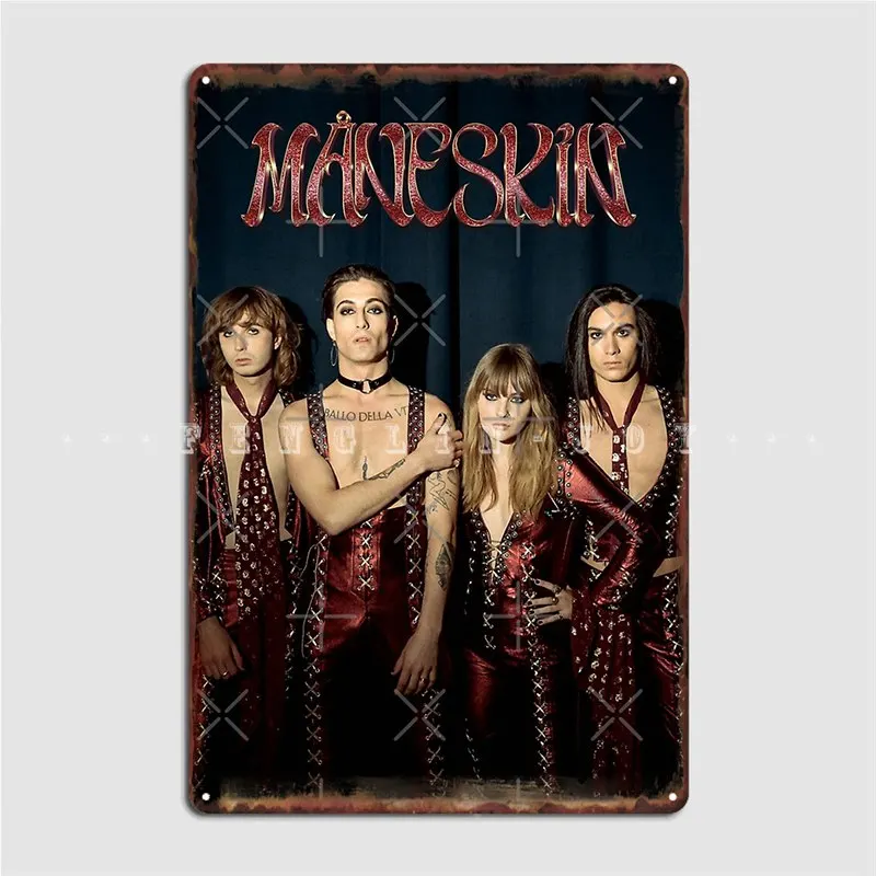 Måneskin Rock Band Maneskin Metal Sign Wall Pub Pub Garage Classic Mural Painting Tin Sign Poster