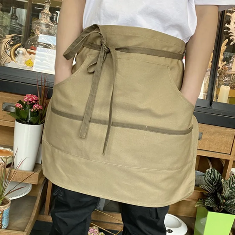 Canvas Waist Apron Cafe Barista Bartender BBQ Restaurant Baker Pastry Chef Uniform Florist Gardener Flower shop Work Wear E86