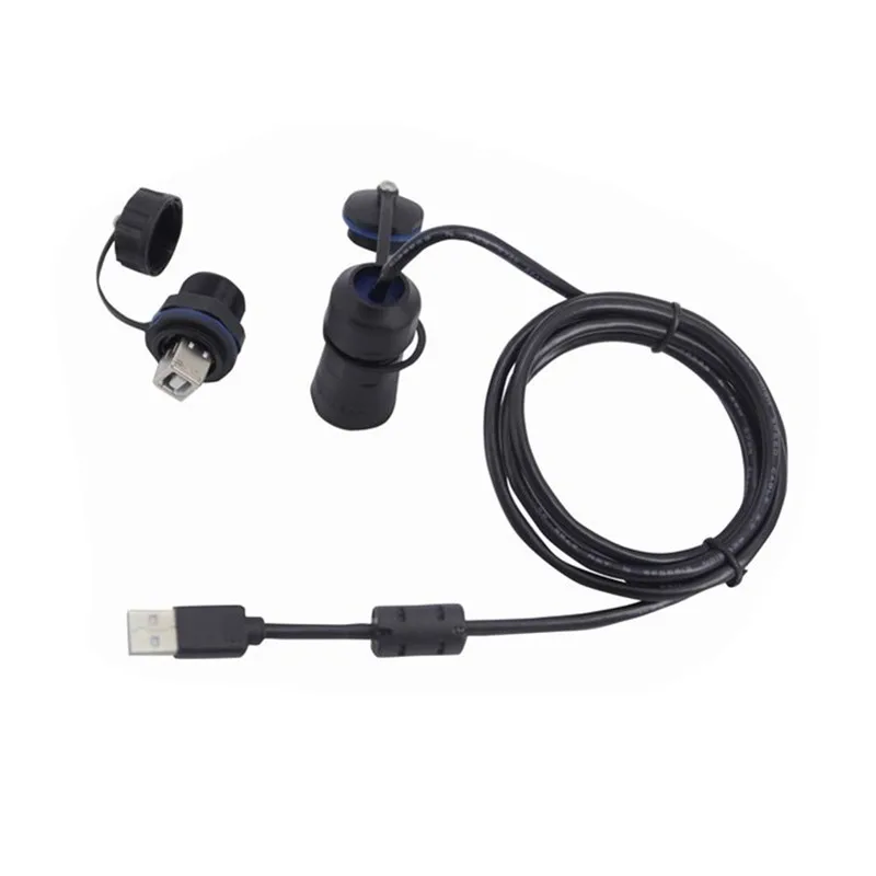 USB 2.0 Extension Cable IP68,อุตสาหกรรม USB ประเภท A หญิงประเภท B หญิงขั้วต่อปลั๊กป้องกันฝุ่นหมวก
