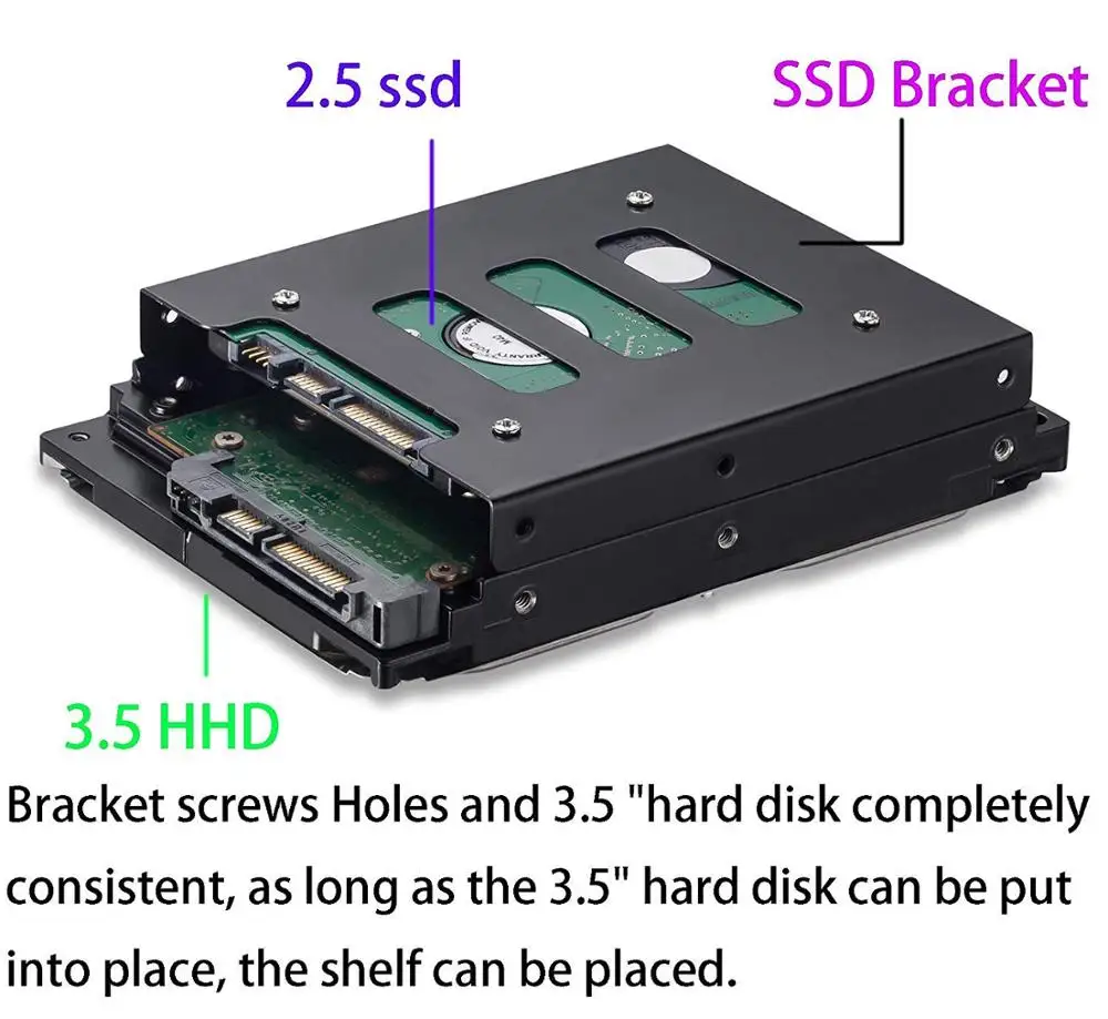 6Pack SSD Mounting Bracket 2.5 to 3.5 AdapterHDD SSD Hard Disk Drive Bays Holder Metal Mounting Bracket Adapter for PC SSD