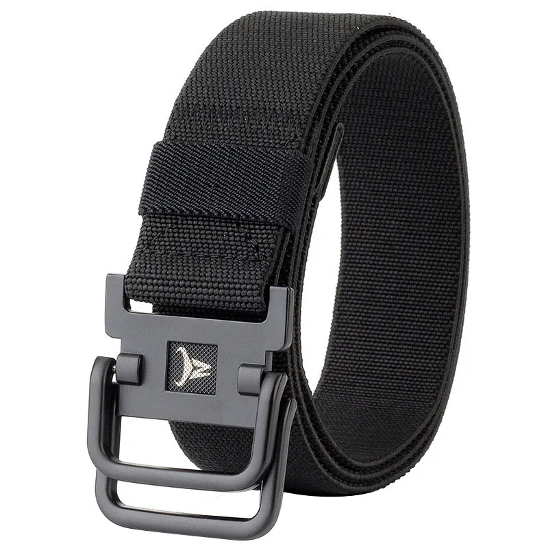 

Best YBT Unisex Canvas Belt Alloy Double Ring Buckle Belt New Trend Casual Elastic Durable Men And Women High Quality Belt