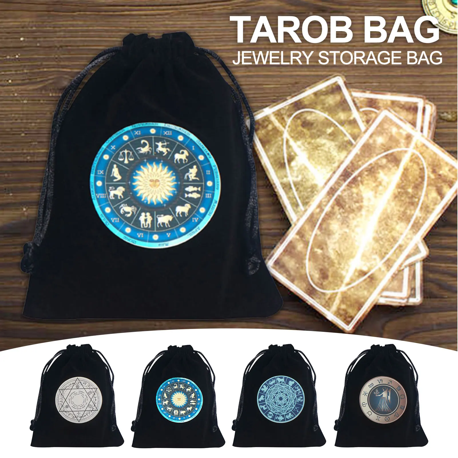 Mysterious Black Magic Fortune Teller Card Storage Bag Toy Jewelry Household Mini Drawstring Packaging Bag