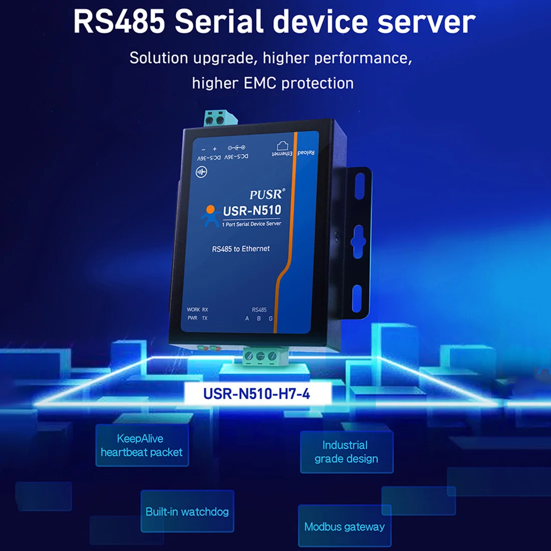Nuova versione USR-N510 (H7-4) RS485 al convertitore di Ethernet Modbus RTU a TCP MQTT convertitore/TLS
