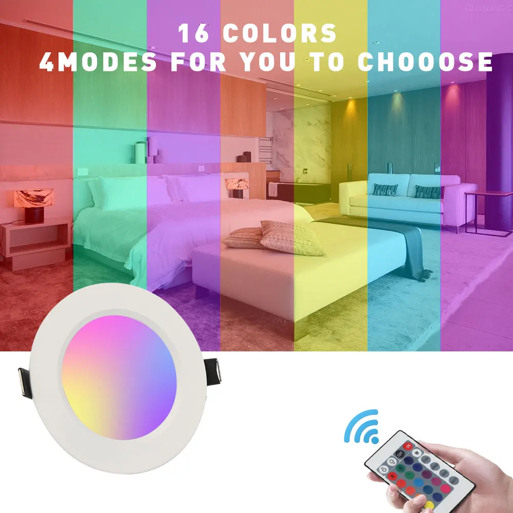 

【2 PACK】5W 10W LED RGB bulb AC85~265V LED RGB DownLight LED Ceiling Lamp 16Colors + Romote Controller Best Limited Offer